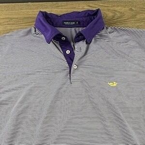 Southern Marsh Mens XL Purple Striped Performance Golf Polo Shirt Short Sleeve
